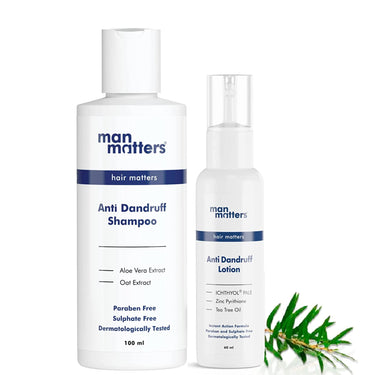 Man Matters Anti Dandruff Shampoo 100ml & Removal Lotion 60ml | Removes Heavy Dandruff, Reduces Flakes & Relieves Scalp Irritation | Kit for Stage 2 Dandruff